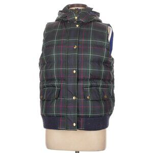 J.Crew Excursion Puffer Vest Women’s Size L Green Navy Plaid Quilted Outerwear